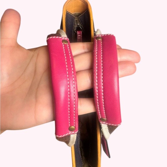 Vintage Coach Hamptons Blue Denim Mini Tote Pink Leather Handles Trim - Picture 9 of 9